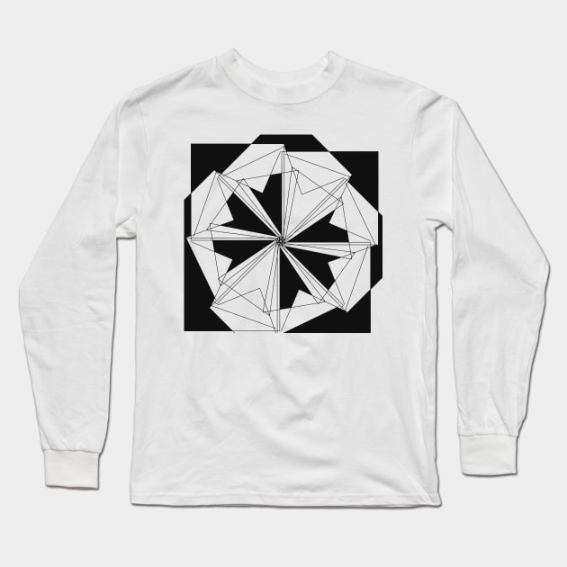 Geometric black and white linear flower Long Sleeve T-Shirt by carolsalazar